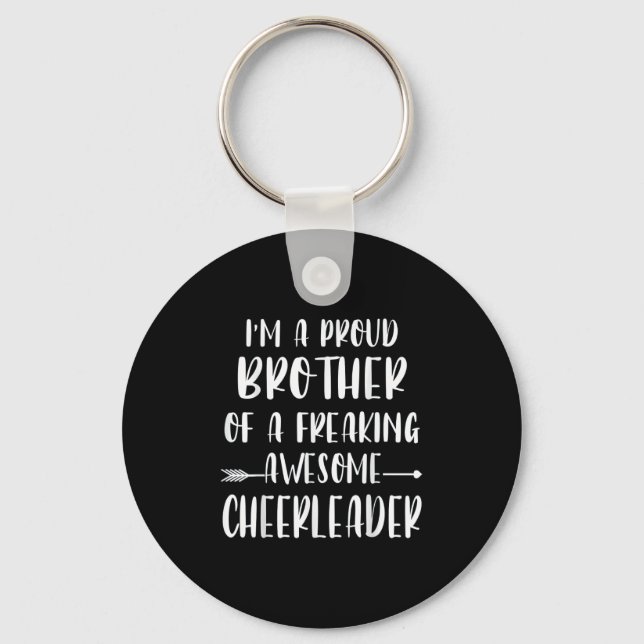 Funny I'm A Proud Cheer Brother Of A Cheerleader X Key Ring (Front)