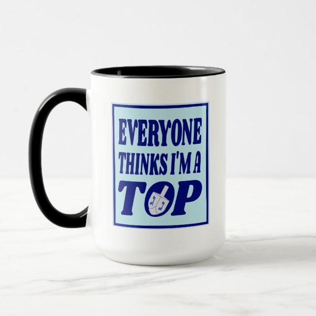 Funny I'm A Top Blue Hanukkah Joke Dreidel  Mug (Left)