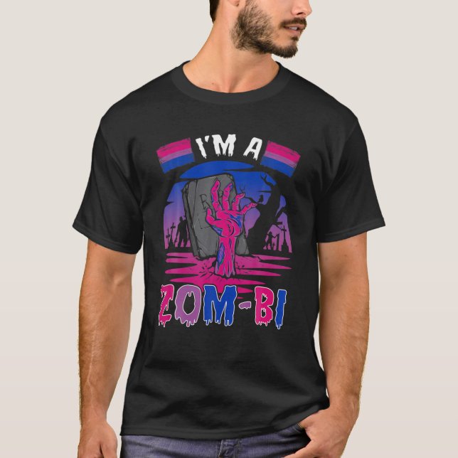 Funny Im A Zom-Bi Zombie Bisexual Flag Bisexuality T-Shirt (Front)
