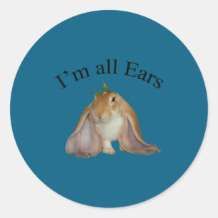 Funny i'm all ears bunny listening joke rabbit classic round sticker