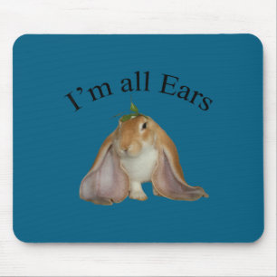 Funny i'm all ears bunny listening joke rabbit mouse mat