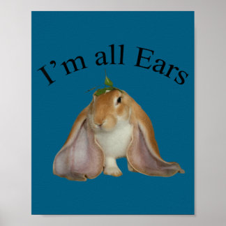Funny i'm all ears bunny listening joke rabbit  poster