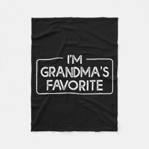 Funny I'm Grandma's Favorite Grandson Granddaughte Fleece Blanket