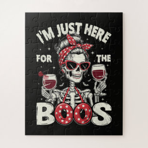  Funny I'm Just Here for The Boos Skeleton Jigsaw Puzzle