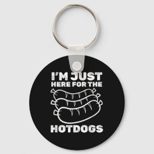 Funny Im Just Here For The Hot Dogs Bbq _1 Key Ring