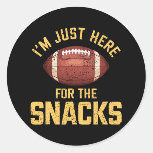 Funny I'm Just Here For The Snacks Football 1  Classic Round Sticker