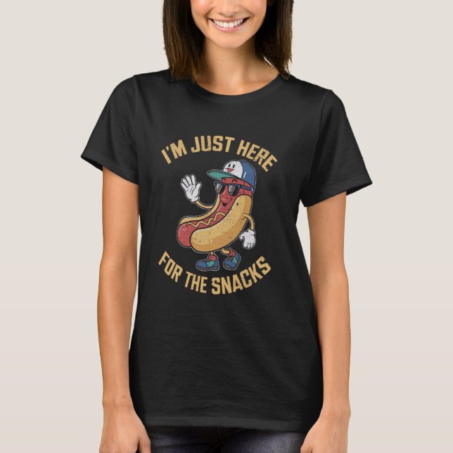 Funny I'm Just Here For The Snacks Football T-Shirt (Front)