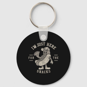 Funny I'm Just Here For The Snacks Hotdog Football Key Ring