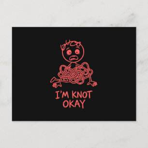 Funny Im Knot Okay Pun Tangled Stick Figure Postcard