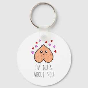 Funny Im Nuts About You Fun Heart Valentine Couple Key Ring