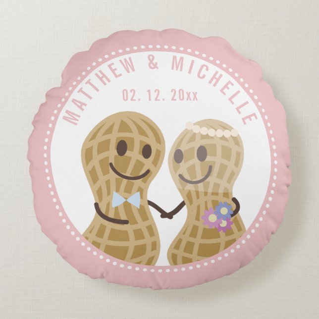 Funny I'm Nuts About You Happy Wedding Anniversary Round Cushion (Front)