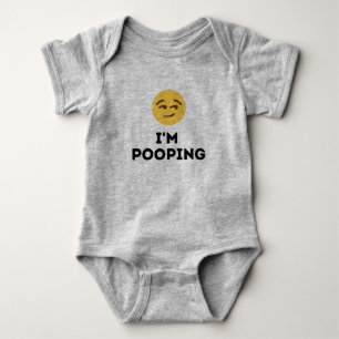 Funny "I'm Pooping" Cute Emoji Baby Bodysuit