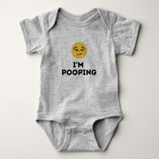 Funny "I'm Pooping" Cute Emoji Baby Bodysuit