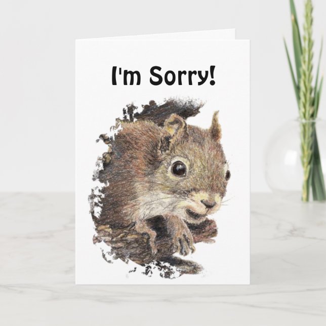 Funny I'm Sorry, Forgive Me with Cute Squirrel Thank You Card (Front)