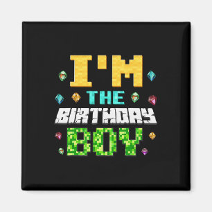 Funny I'm The Birthday Boy Kids Gamer Pixel  Magnet