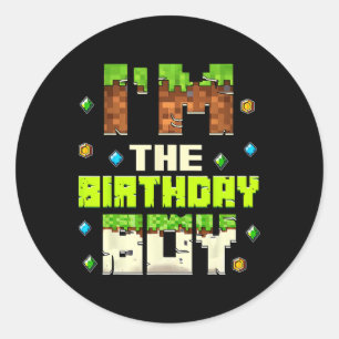 Funny I'm The Birthday Boy Video Gamer Pixel Birth Classic Round Sticker