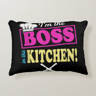 Funny Im The Boss In This Kitchen T-shirt Cooking  Decorative Cushion
