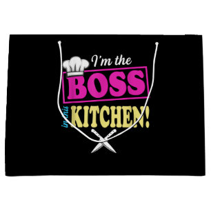 Funny Im The Boss In This Kitchen T-shirt Cooking Large Gift Bag