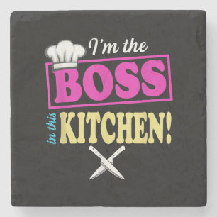 Funny Im The Boss In This Kitchen T-shirt Cooking Stone Coaster