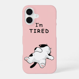 Funny "I'm Tired" Sleeping Cat iPhone 16 Case