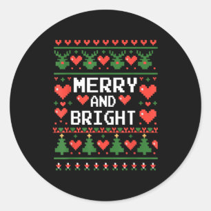 Funny I'm Trying To Feel Merry Xmas Bright Matchin Classic Round Sticker