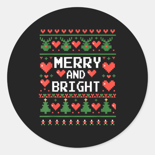 Funny I'm Trying To Feel Merry Xmas Bright Matchin Classic Round Sticker (Front)