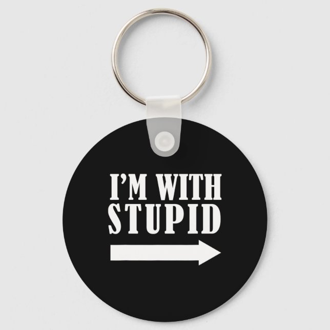 Funny I'm With Stupid Red Funny Christmas Gift  Key Ring (Front)