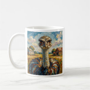 Funny Impasto Ostrich on a Ranch Personalized Coffee Mug