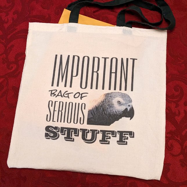 Funny Important African Grey Parrot Serious Stuff Tote Bag (Creator Uploaded)