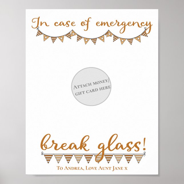 Funny In Case Of Emergency Money Gift Card Holder Poster (Front)