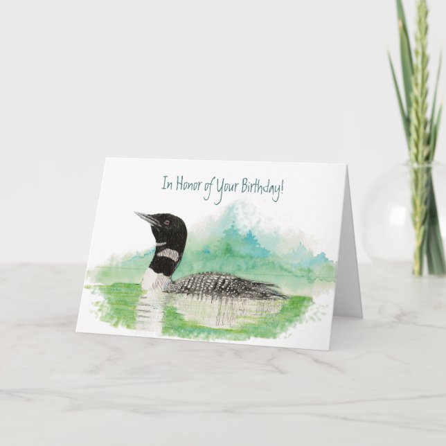 Funny, In Honour of Your Birthday, Fishing Loon Card (Front)
