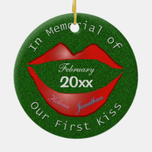 Funny In Memorial of Our First Kiss Ceramic Tree Decoration
