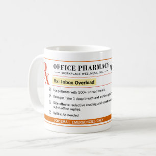 Funny Inbox Overload Rx Prescription Office Mug