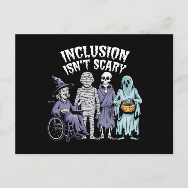 Funny Inclusion Isn't Scary Teacher Halloween 2024 Postcard (Front)