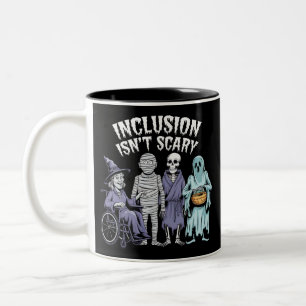 Funny Inclusion Isn't Scary Teacher Halloween 2024 Two-Tone Coffee Mug