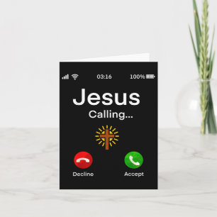 Funny Incoming Call From Jesus, Jesus Calling Tee Card