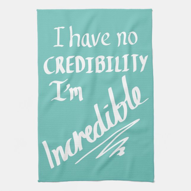 Funny Incredible Word Play Witty Joke Humour Green Tea Towel (Vertical)