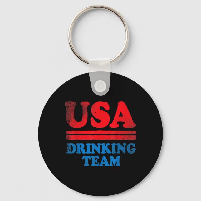 Funny Independence Day apparel USA Drinking Team Key Ring (Front)
