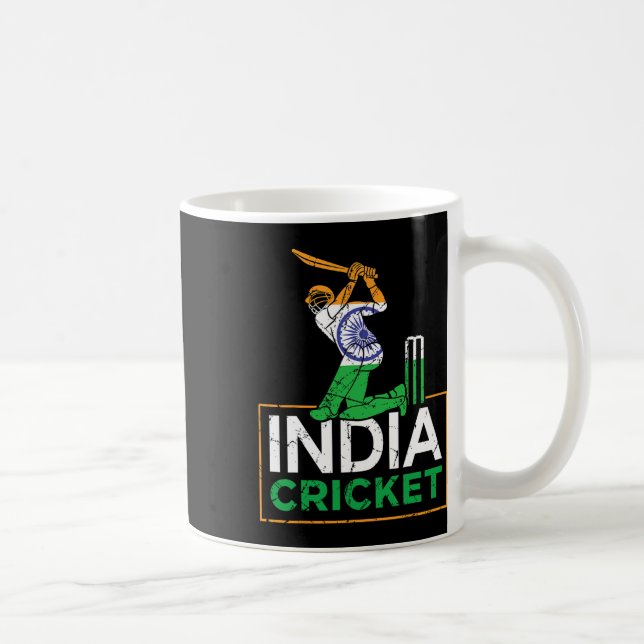 Funny India Flag Cricket Supporters Tee Indian Cri Coffee Mug (Right)
