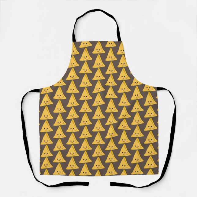 Funny Indian Restaurant Chef Samosa Food Patterned Apron (Front)