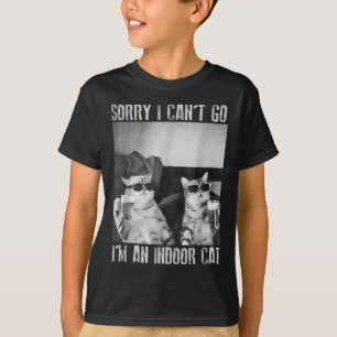 Funny Indoor Cat Meme Sorry I Can’t Go Retro Beer T-Shirt