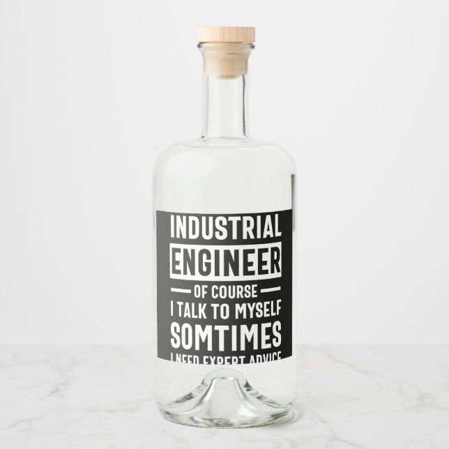 Funny Industrial  Engineer Gift Liquor Bottle Label (Front)