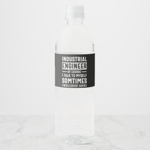 Funny Industrial Engineer Gift Water Bottle Label