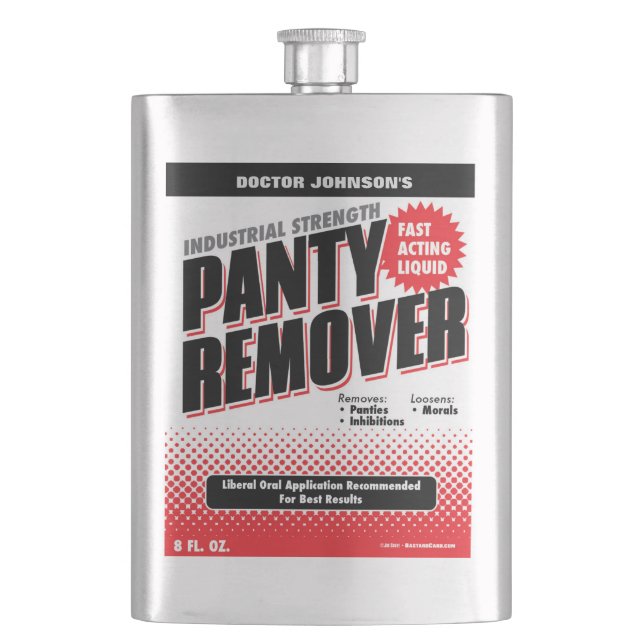 Funny Industrial Panty Remover Gag Gift Hip Flask (Front)