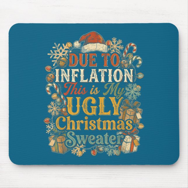 Funny Inflation Ugly Christmas Sweater Retro Vinta Mouse Mat (Front)