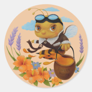 Funny Insect- cute and lovely Honey Bee Classic Round Sticker