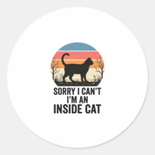 Funny Inside Cat Vintage Cat Lover Design_1 Classic Round Sticker