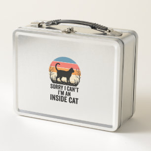 Funny Inside Cat Vintage Cat Lover Design_1 Metal Lunch Box
