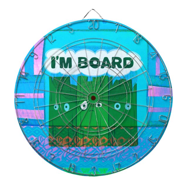 Funny Inspirational Graphic: I Am Bored Text Art Dartboard (Front)