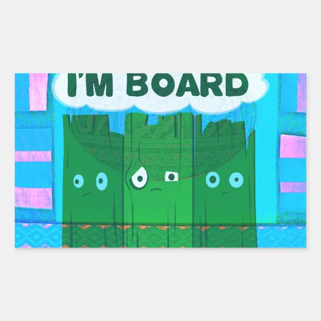 Funny Inspirational Graphic: I Am Bored Text Art Rectangular Sticker (Front)